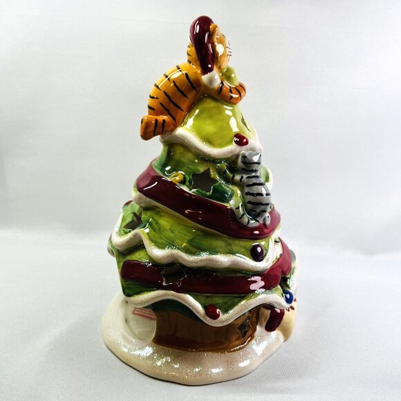 Blue Sky “The Kitty Tree” Christmas Whimsical Tealight Candle Holder Signed - Picture 7 of 11